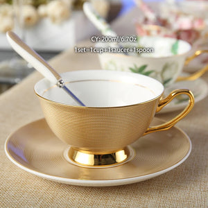 Luxury Ceramic Coffee Cup Saucer Spoon - Caiim Inc.