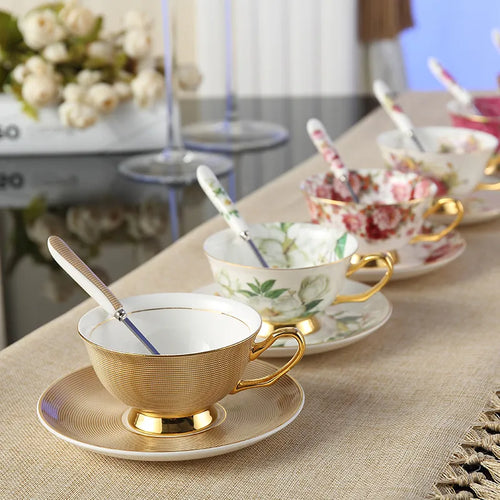 Luxury Ceramic Coffee Cup Saucer Spoon - Caiim Inc.